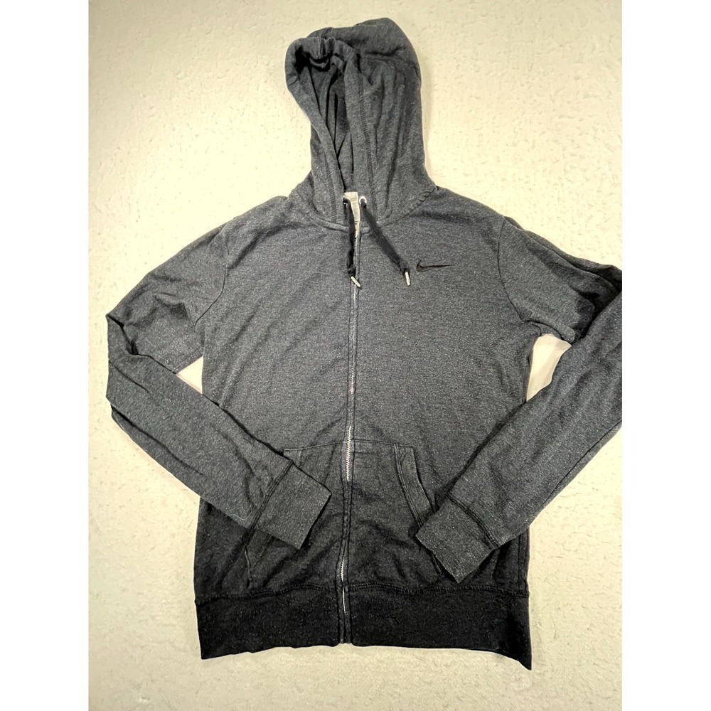 Nike Athletic Dept Hoodie Women Medium Heathered Gray Swoosh Sweatshirt Full Zip